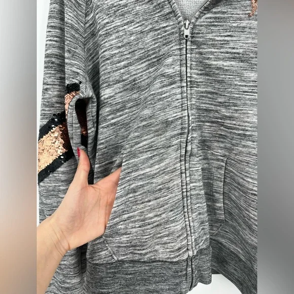 Victoria secret pink sequin logo cozy zip up hoodie M casual everyday campuswear - Picture 15 of 16